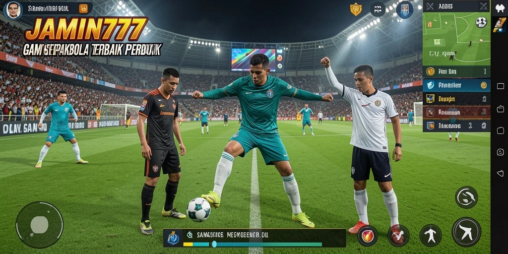 Tampilan gameplay JAMIN777 menampilkan aksi seru permainan sepakbola.