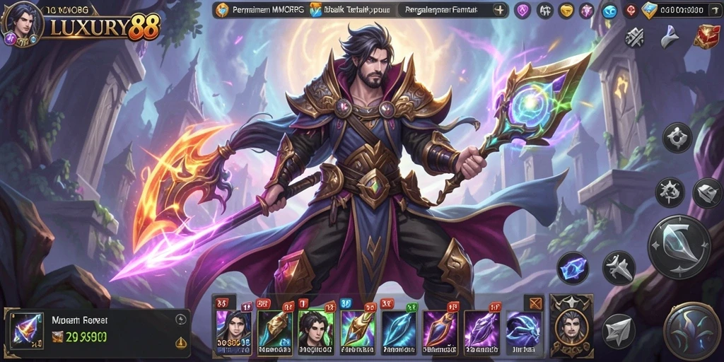 Screenshot gameplay LUXURY88 menampilkan petualangan epik di dunia fantasi.