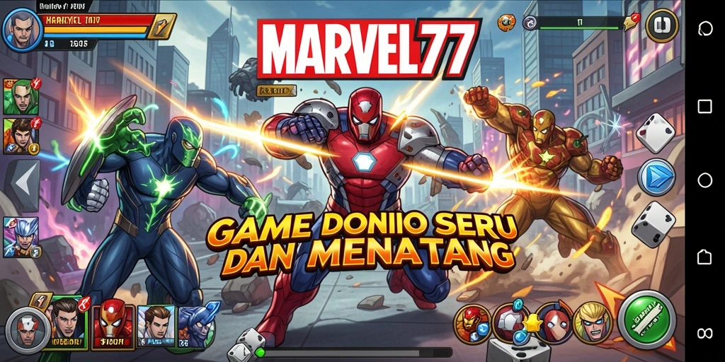 Tangkapan layar utama MARVEL77 menampilkan gameplay Domino yang seru.