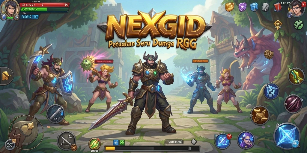 Tangkapan layar NEXGID menunjukkan pertempuran epik dalam dunia RPG.