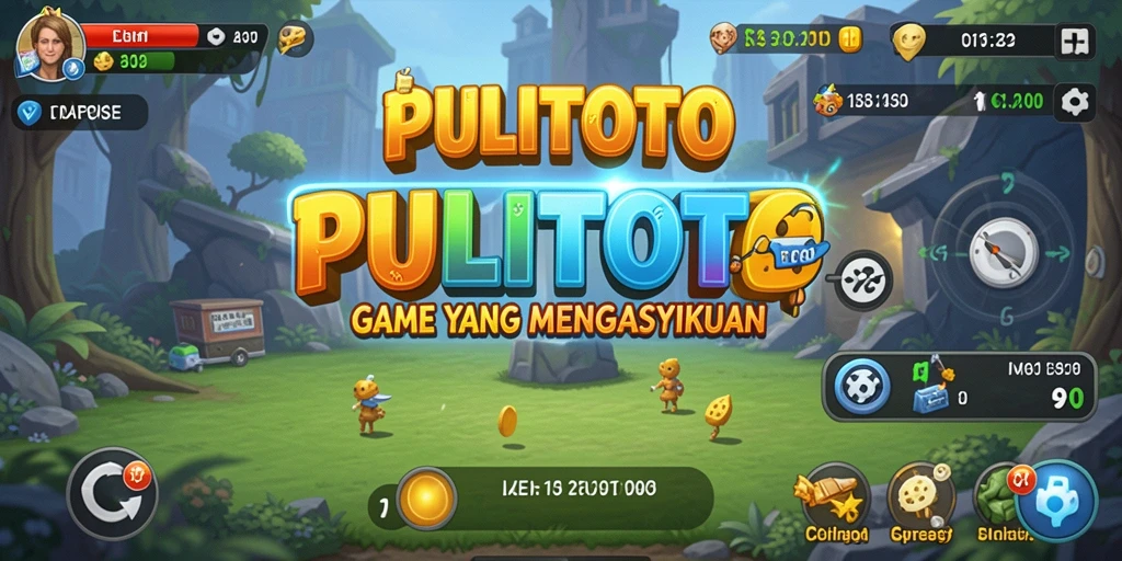 Tampilan gameplay PULITOTO dengan karakter dan sumber daya yang dikelola.
