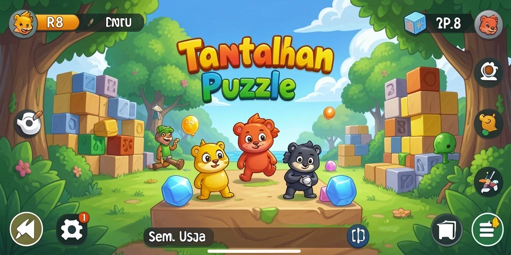 Screenshot gameplay RP8 menunjukkan tantangan puzzle yang menarik dan bervariasi.