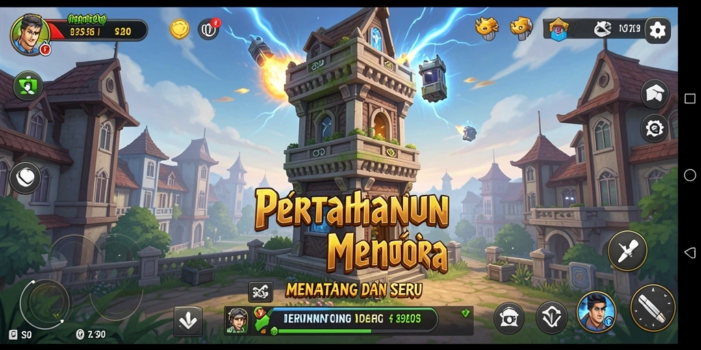 Tangkapan layar S80 menampilkan aksi pertahanan yang mendebarkan dalam permainan Tower Defense.