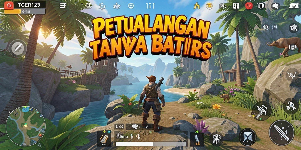 Screenshot TGER123 menampilkan karakter utama menjelajahi hutan lebat yang penuh misteri.